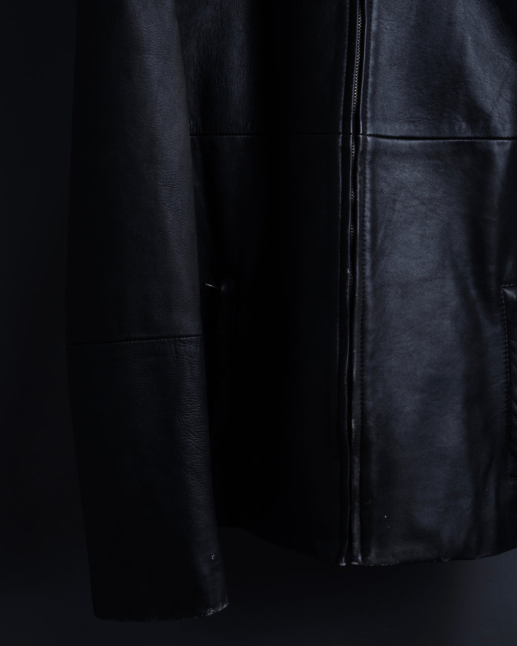 "Weekend Max Mara" Minimalist design center zip-up leather jacket