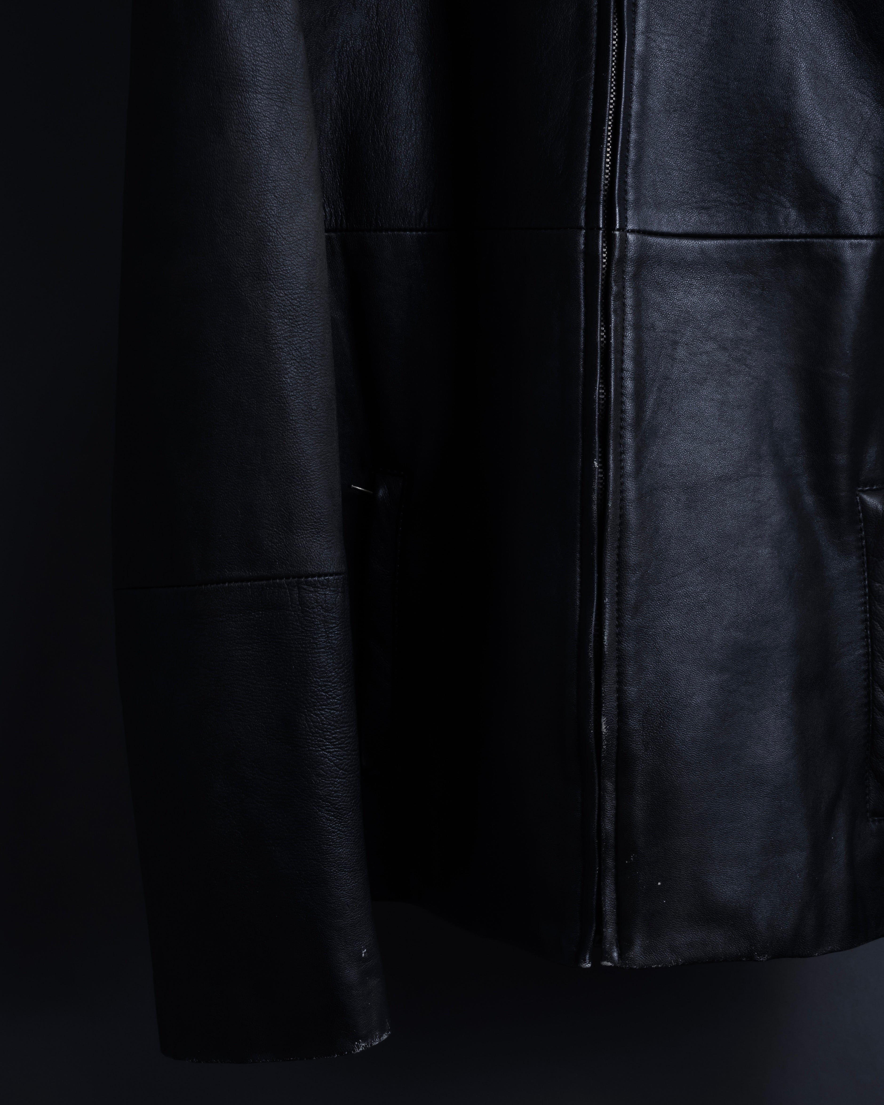 "Weekend Max Mara" Minimalist design center zip-up leather jacket