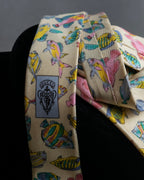 "GUCCI" Colorful fish motif silk neck tie