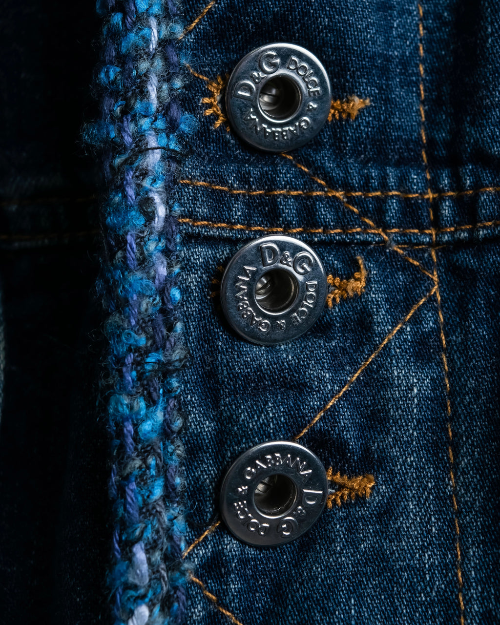 “D&amp;G” Tweed attached bijou button denim jacket
