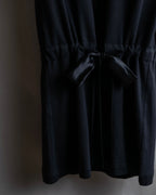 "Christian Dior" Satin ribbon waist detail hooded dress