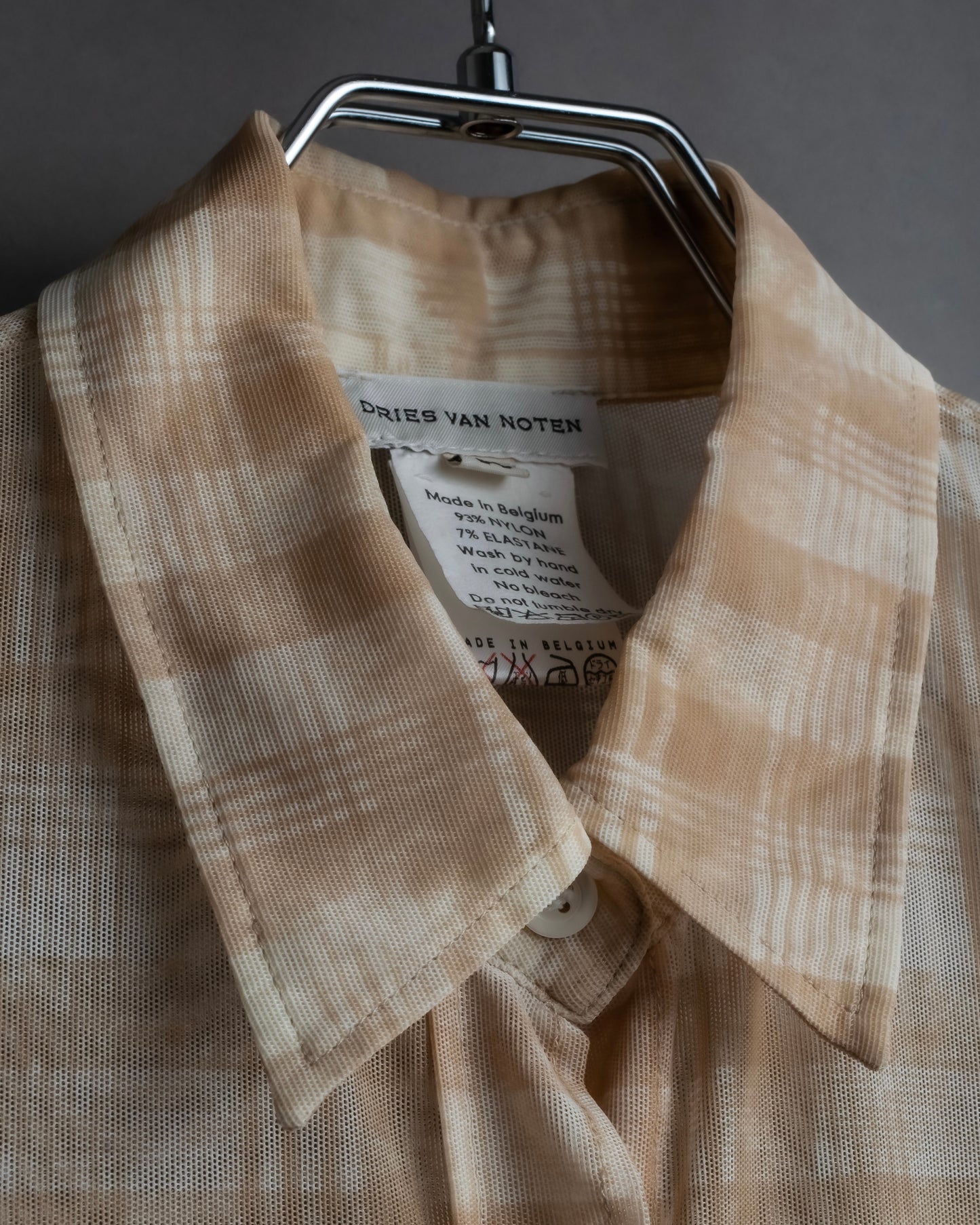 "DRIES VAN NOTTEN" Check pattern sheer shirt &amp; sleeveless tops