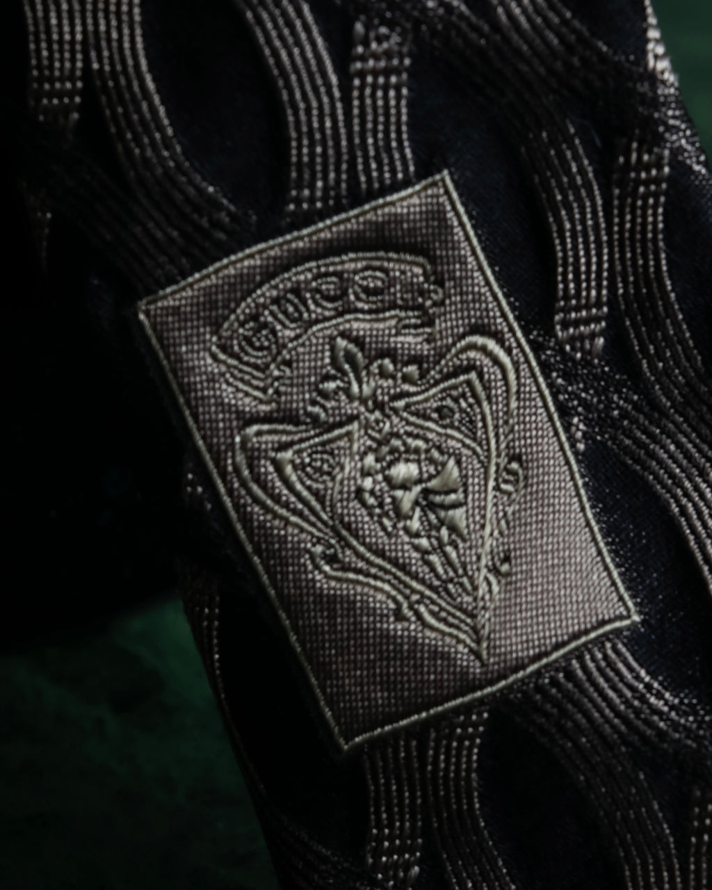 "GUCCI" Cord embroidery glossy necktie