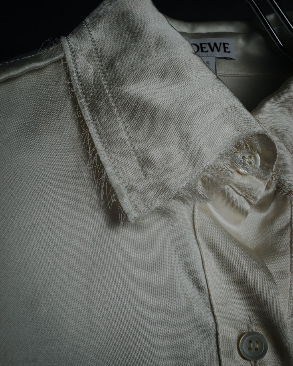 –SPECIAL– "LOEWE" 00’s Satin dolman sleeve destroy edge shirt