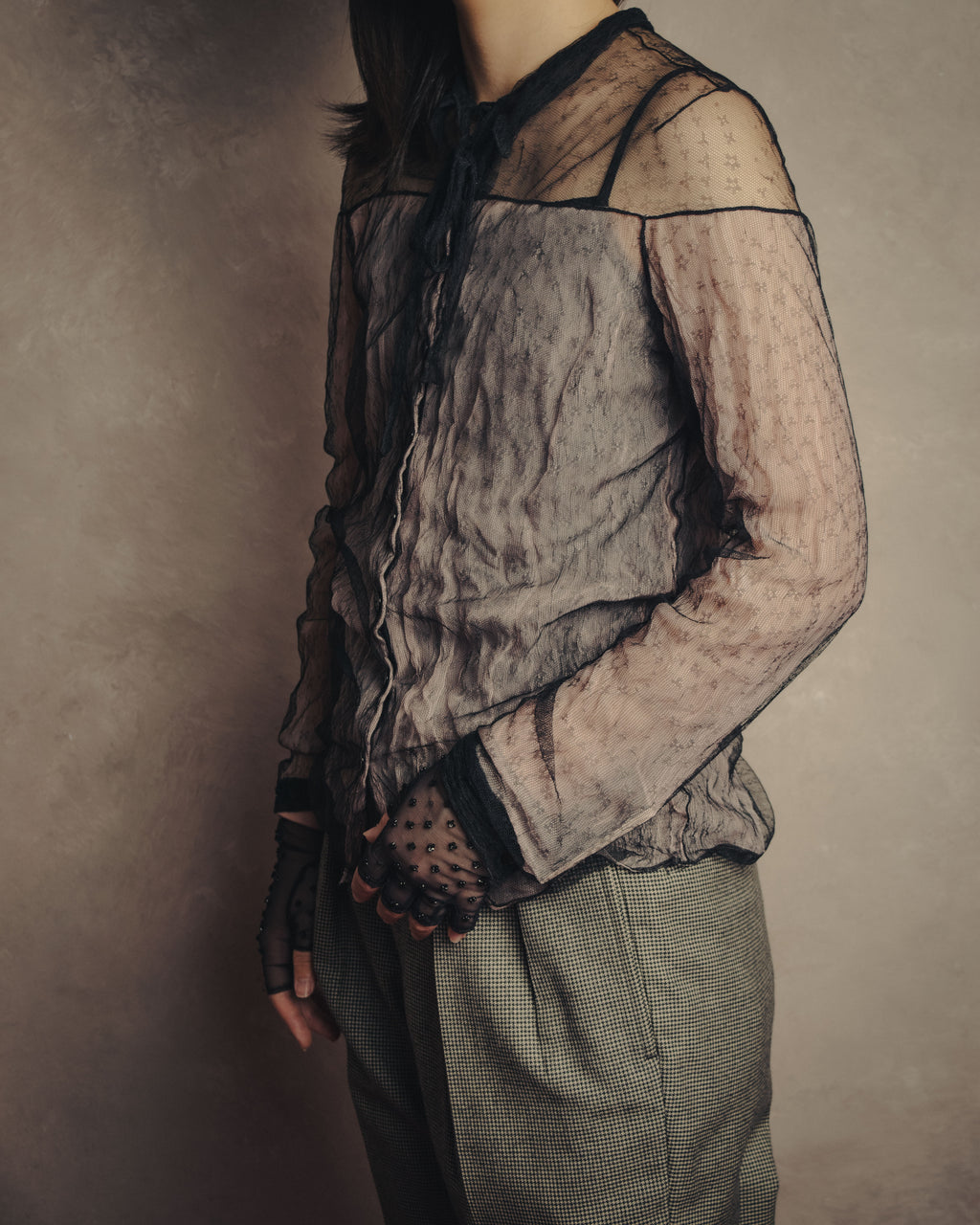 -SPECIAL- “CHANEL” 2014-2019 Sheer lace bow blouse