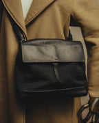 “PRADA” 90’s-00’s Nylon and leather flap messenger bag
