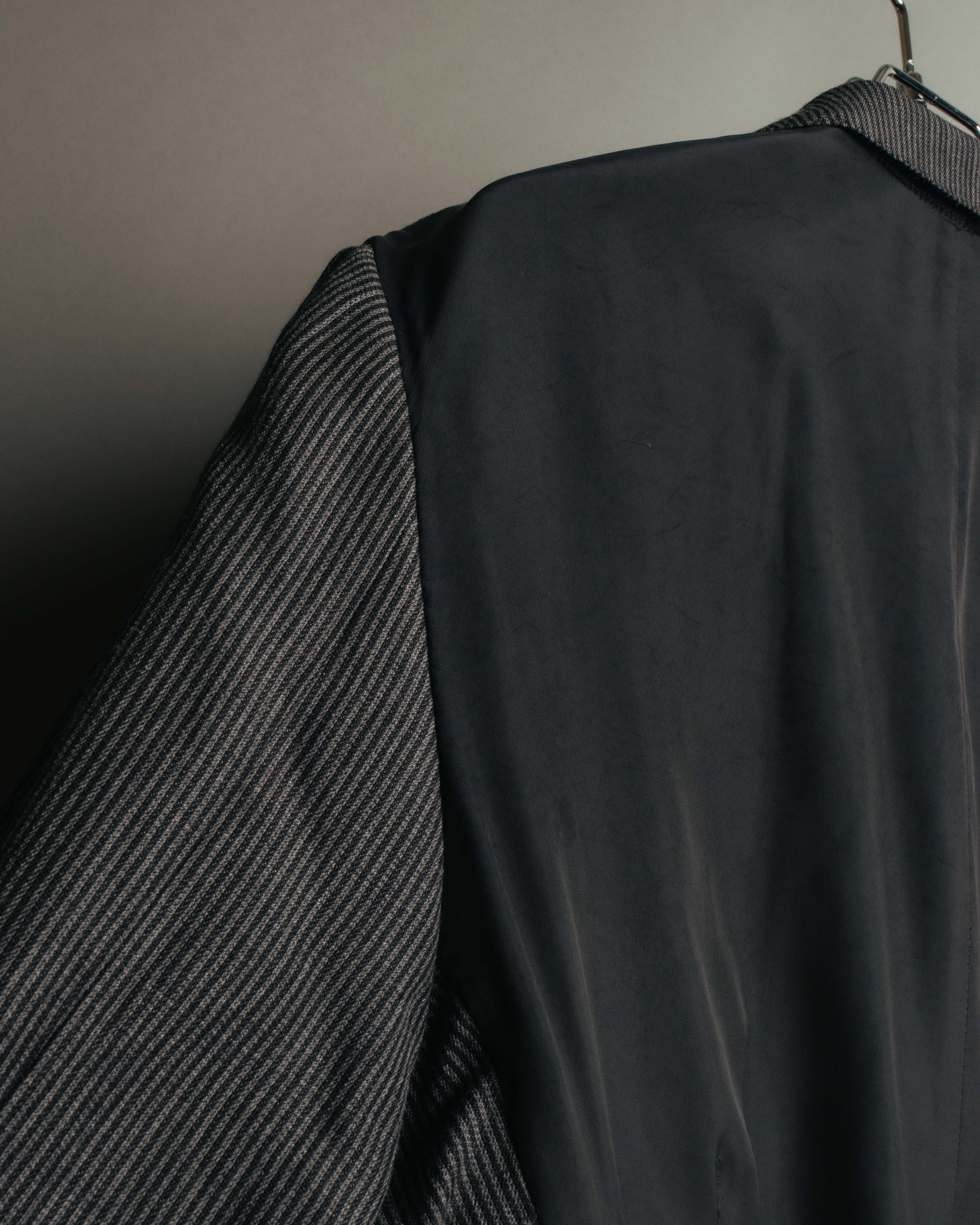 "COMME des GARÇONS HOMME" 10SS Vintage multi-button hickory stripe linen wool jacket