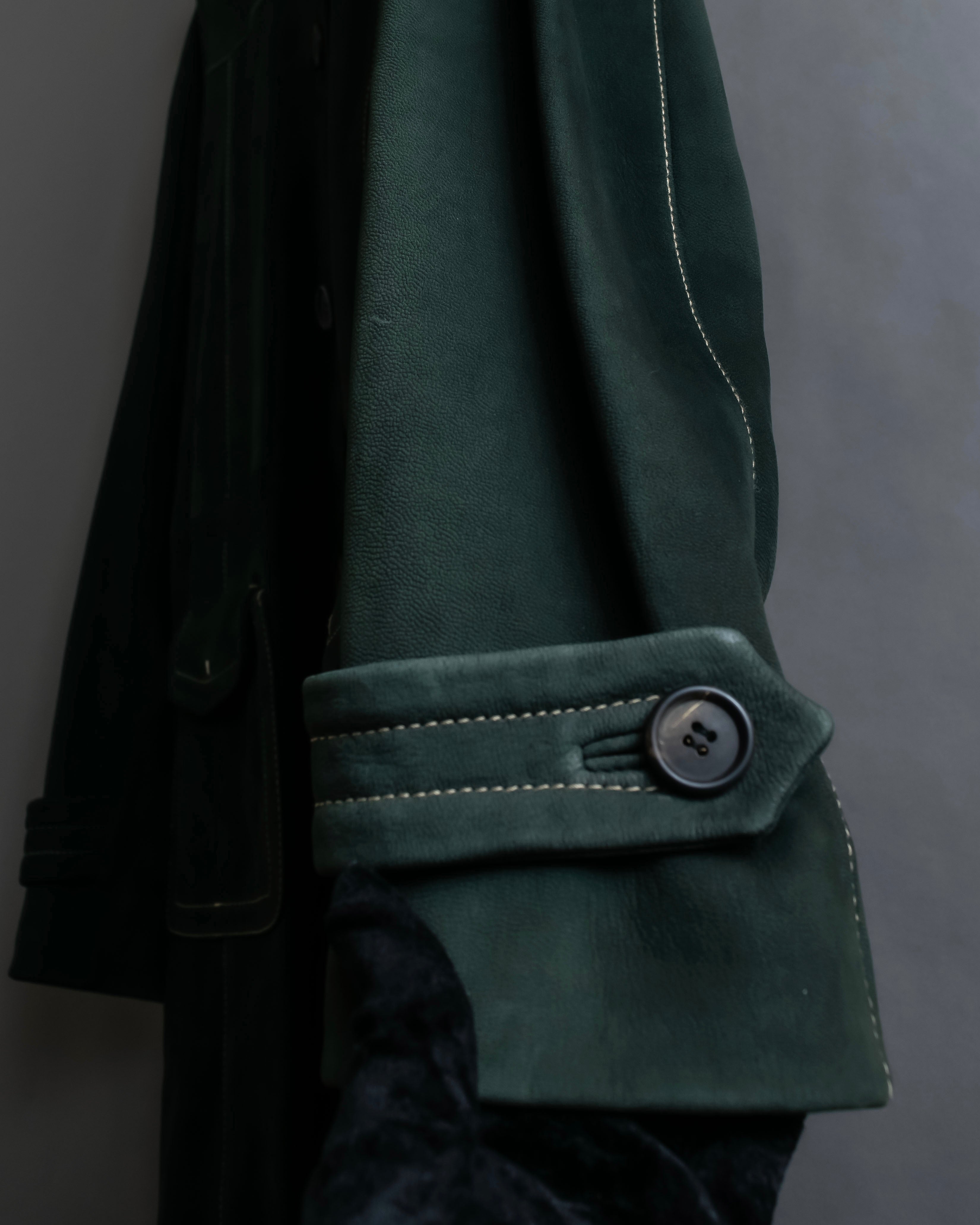 "PRADA" Stitching design suede belted coat
