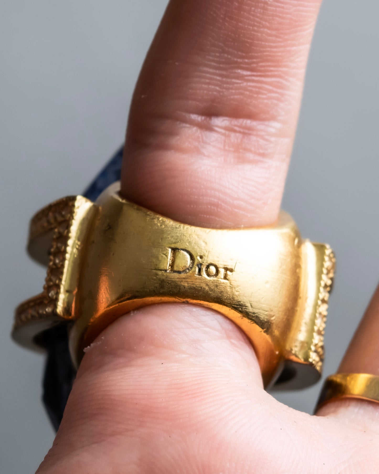 "Christian Dior" Sodalite Stone Gold Accent Ring