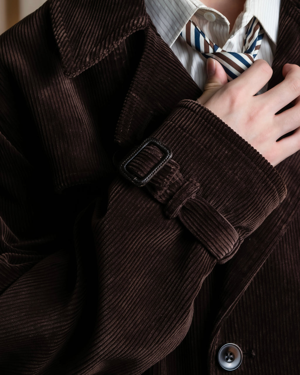 "Barbour" Wide ribbed corduroy maxi-length trench coat