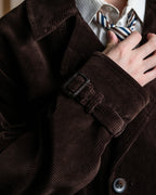 "Barbour" Wide ribbed corduroy maxi-length trench coat