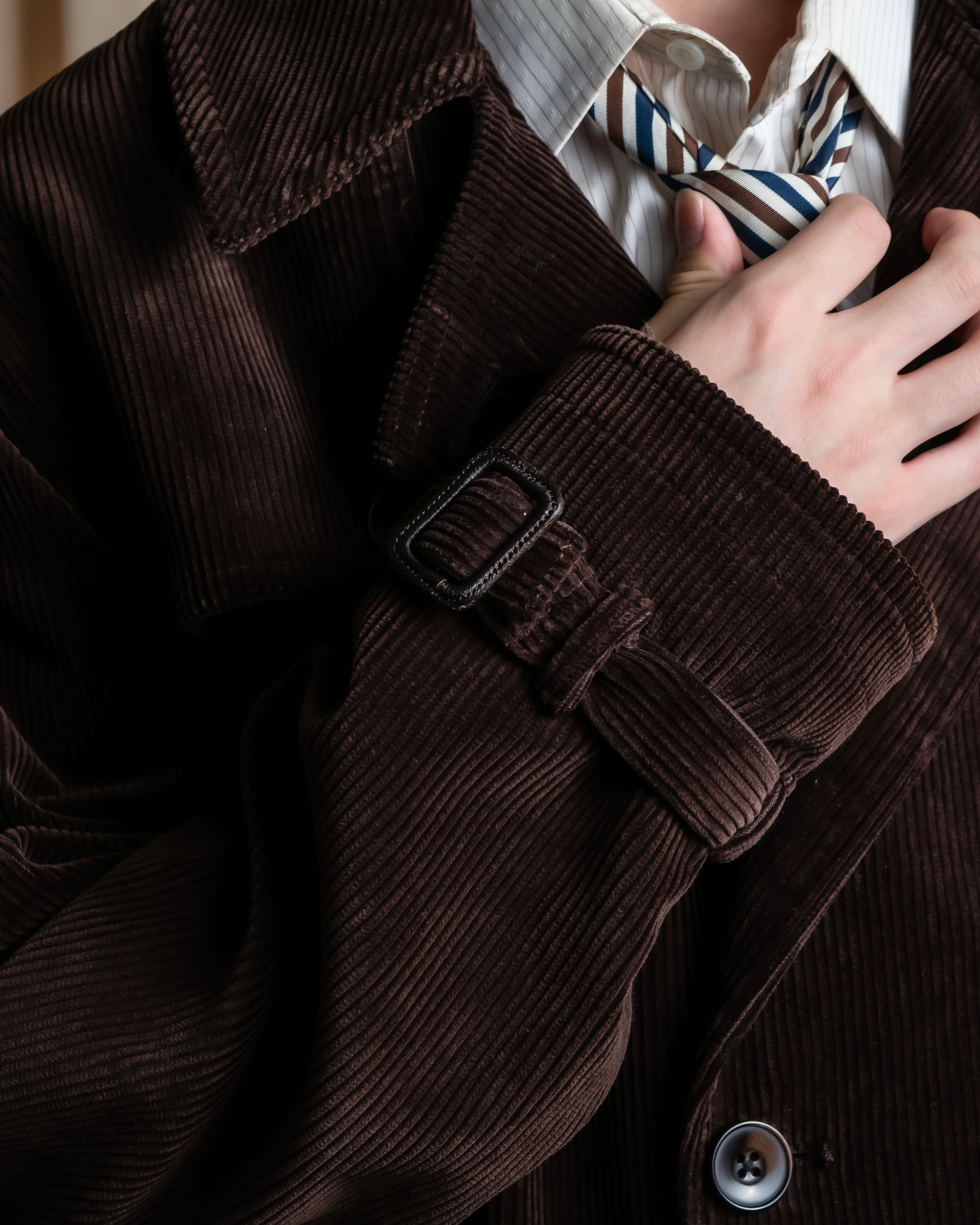 "Barbour" Wide ribbed corduroy maxi-length trench coat