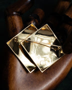 "Christian Dior" Double square design gold brooch