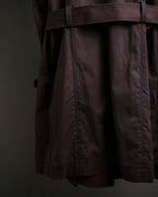 "CELINE" Triomphe button design in plum brown color
 trench coat