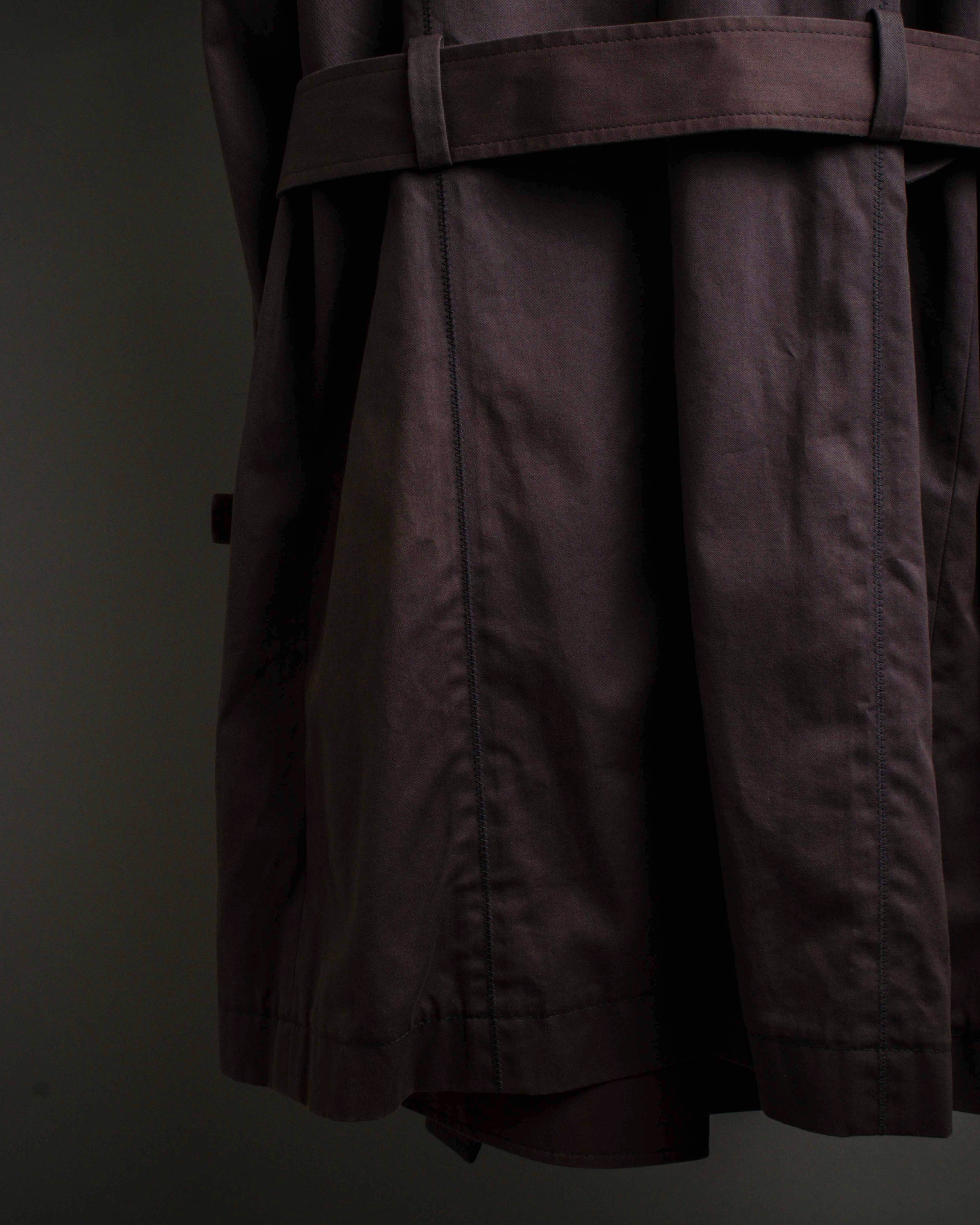 "CELINE" Triomphe button design in plum brown color
 trench coat