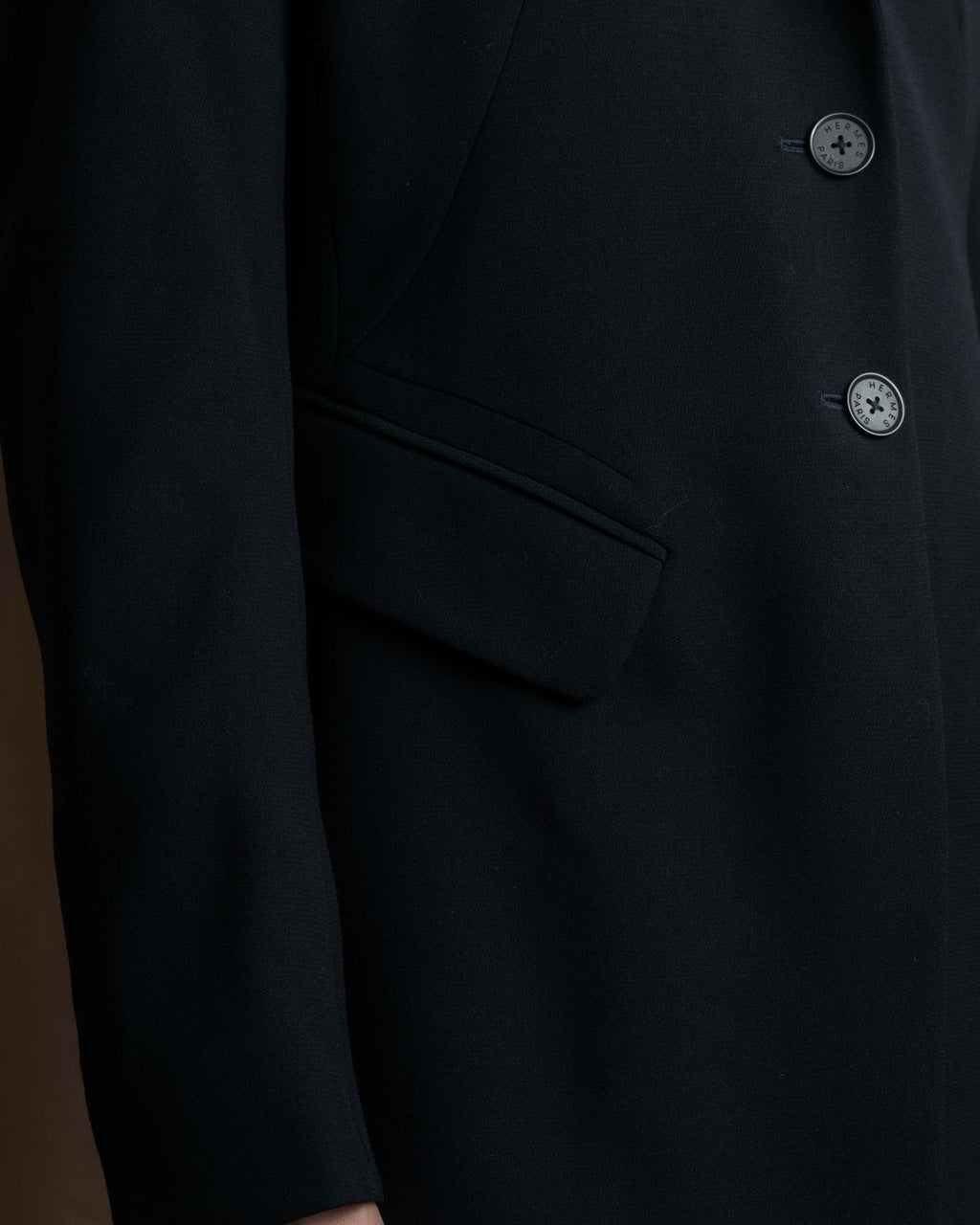 "HERMES" 90's classic detail dark blue tailored jacket