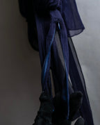 "HERMES" Bowtie detail balloon sleeve sheer pullover