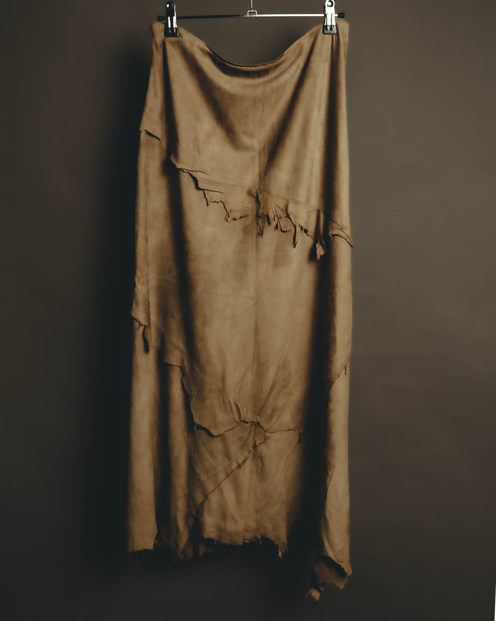 “DOLCE&GABBANA” 1999-2003 Distressed suede patchwork maxi skirt