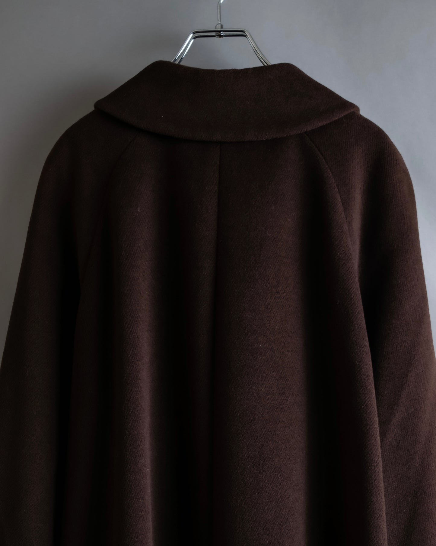 "BURBERRYS" Fly front deep brown soutien collar super long coat