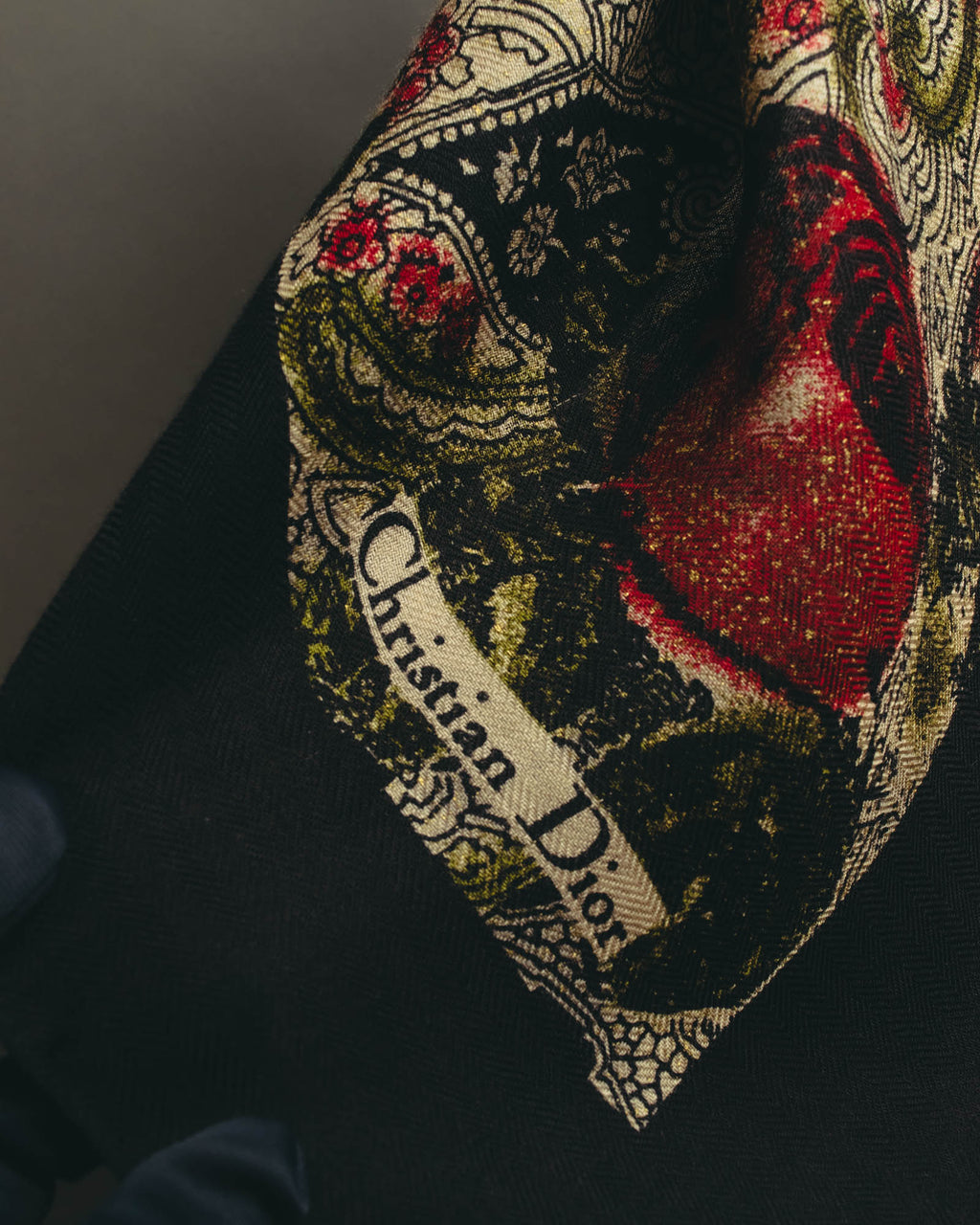 "Christian Dior" 80's-90's Floral paisley patterned large scarf