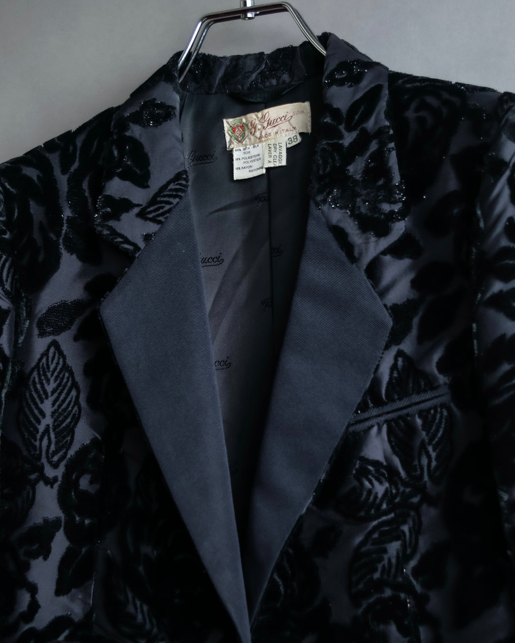 "GUCCI" Floral patterned lamé tailored jacket"
