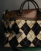 -SPECIAL- "Felisi" Argyle leather trim 2way boston bag