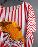 "Christian Dior" Stripe pattern front print tunic