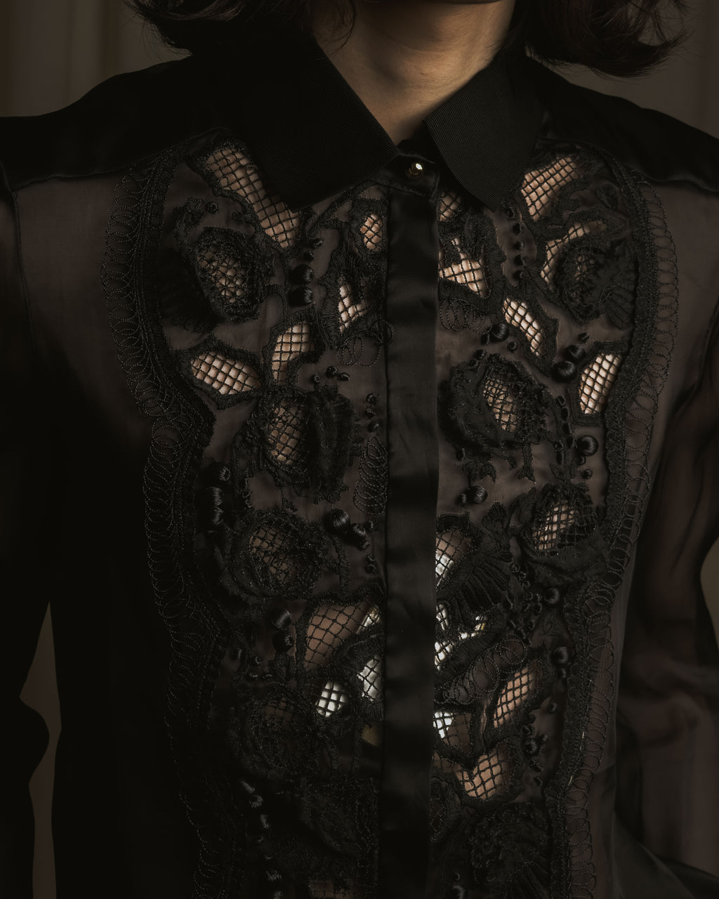 "LOEWE" 2014AW Sheer embroidered shirt