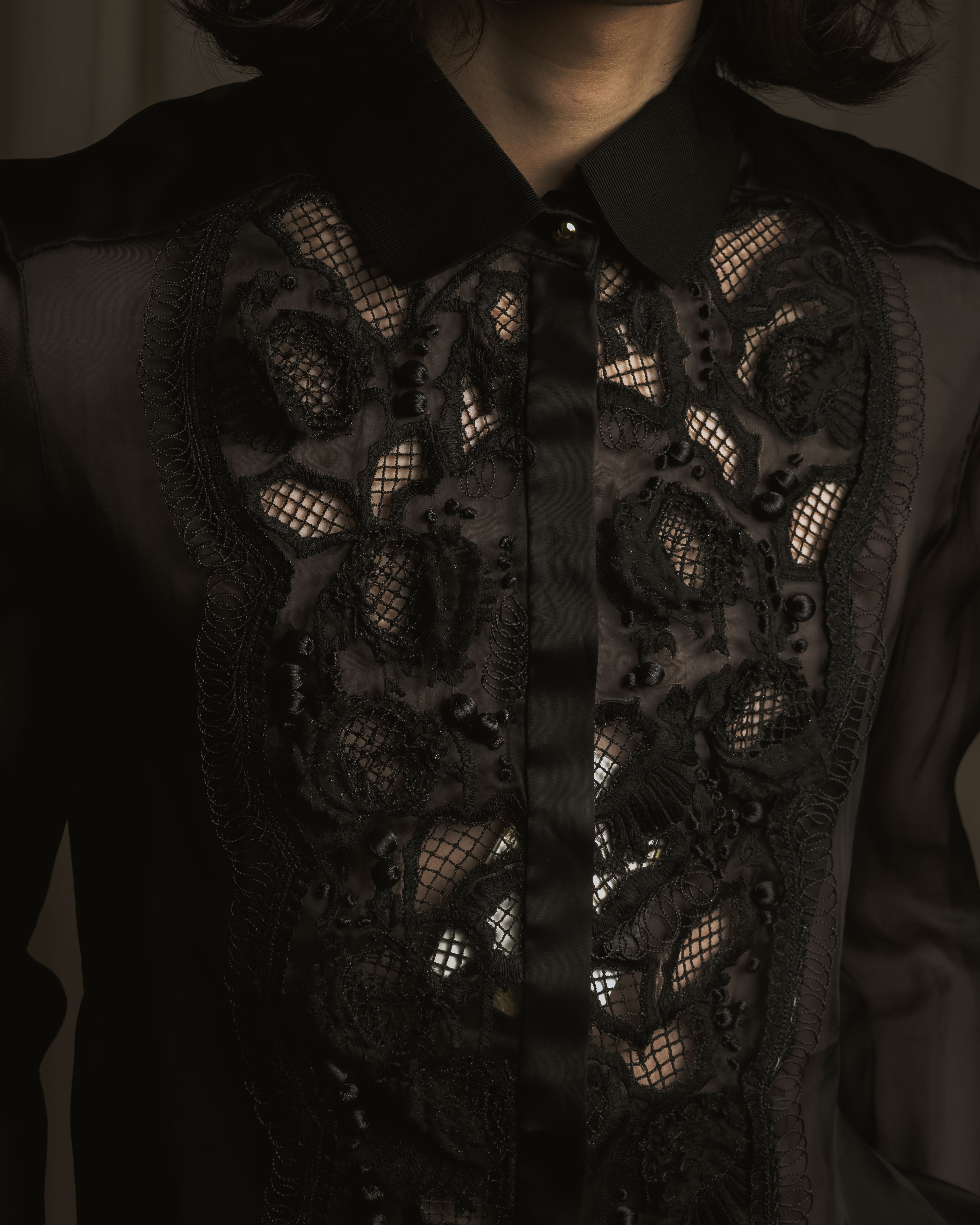 "LOEWE" 2014AW Sheer embroidered shirt