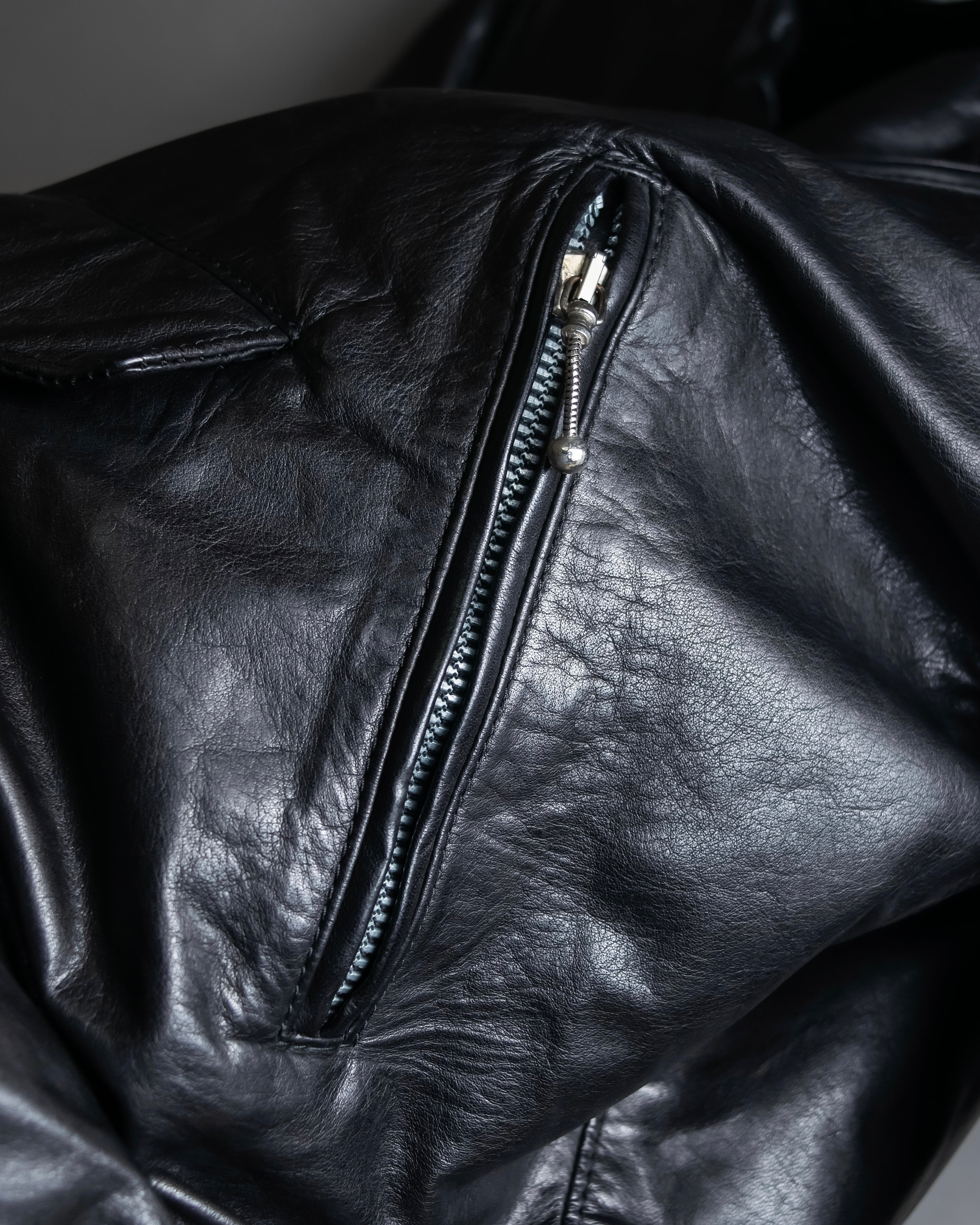 "MOSCHINO" Box silhouette leather double rider jacket