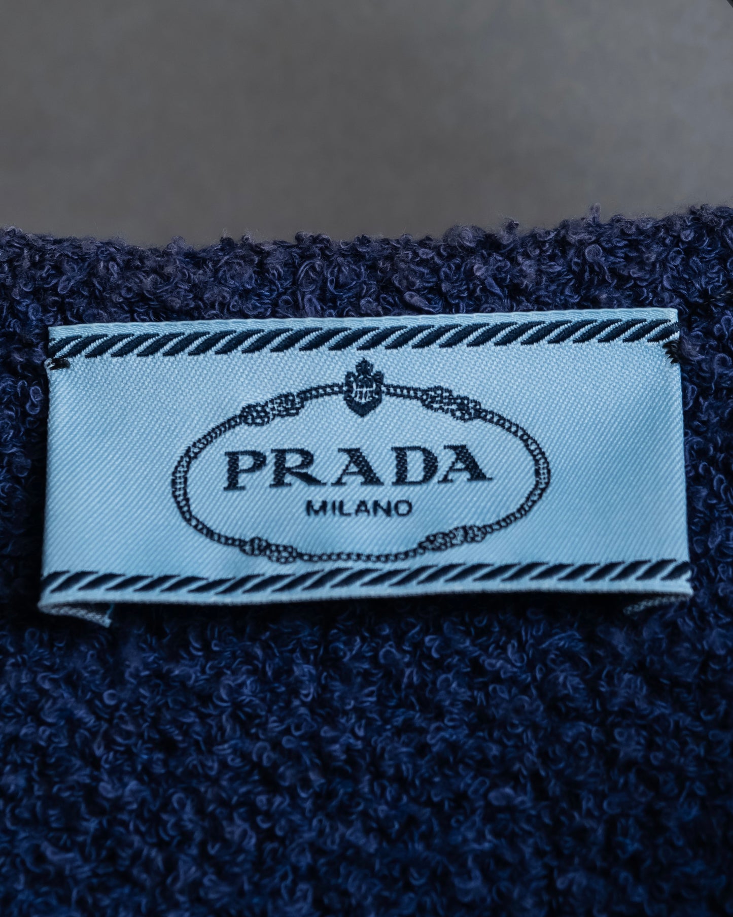 "PRADA" Fringe design box silhouette cardigan