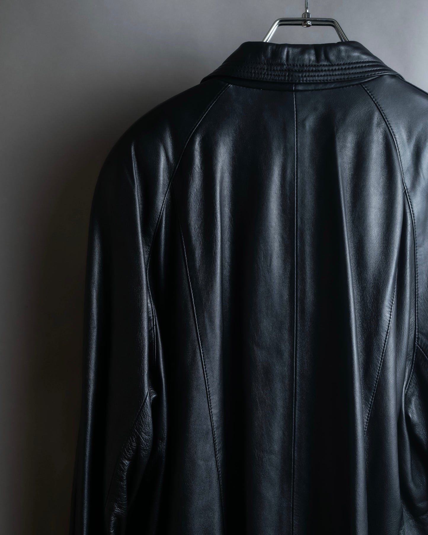 "PIERRE BALMAIN" Oversized double-breasted lamb leather tailored jacket