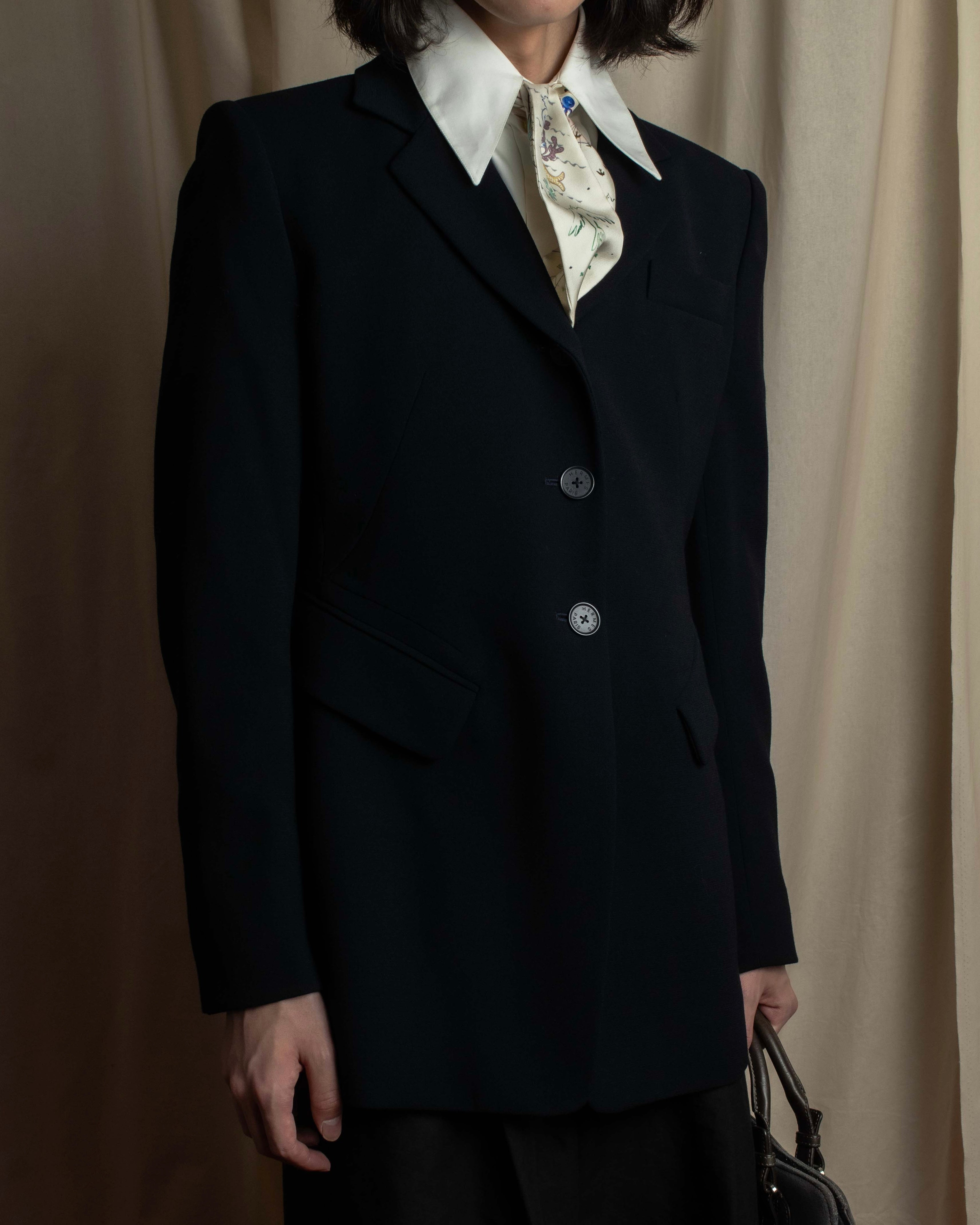 HERMES - Tailored Jacket - Navy - 1940s - 1990s Classic Vintage