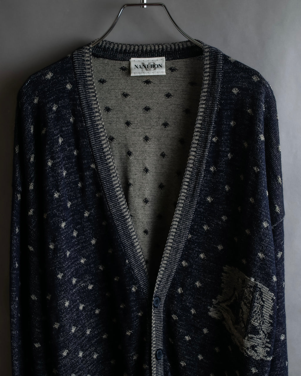 "Vintage abstract polka dot knit cardigan"