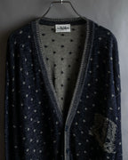 "Vintage abstract polka dot knit cardigan"