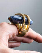 "Christian Dior" Sodalite Stone Gold Accent Ring