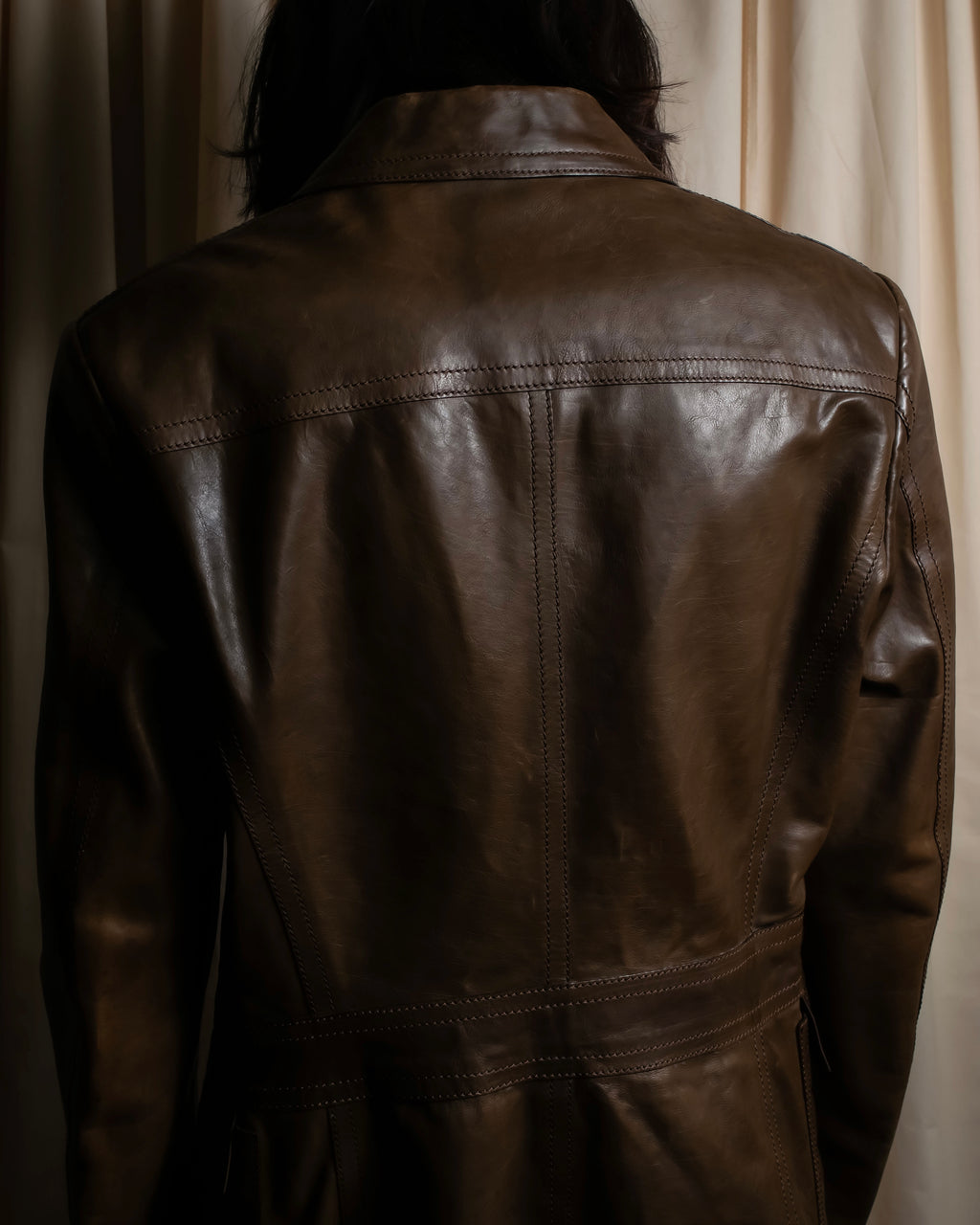 "GUCCI" Oversized calf leather tailored jacket