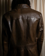 "GUCCI" Oversized calf leather tailored jacket