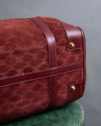 "CELINE" Triomphe motif Bordeaux color suede boston bag