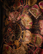 “GUCCI” 90’s Oriental motif silk carré scarf