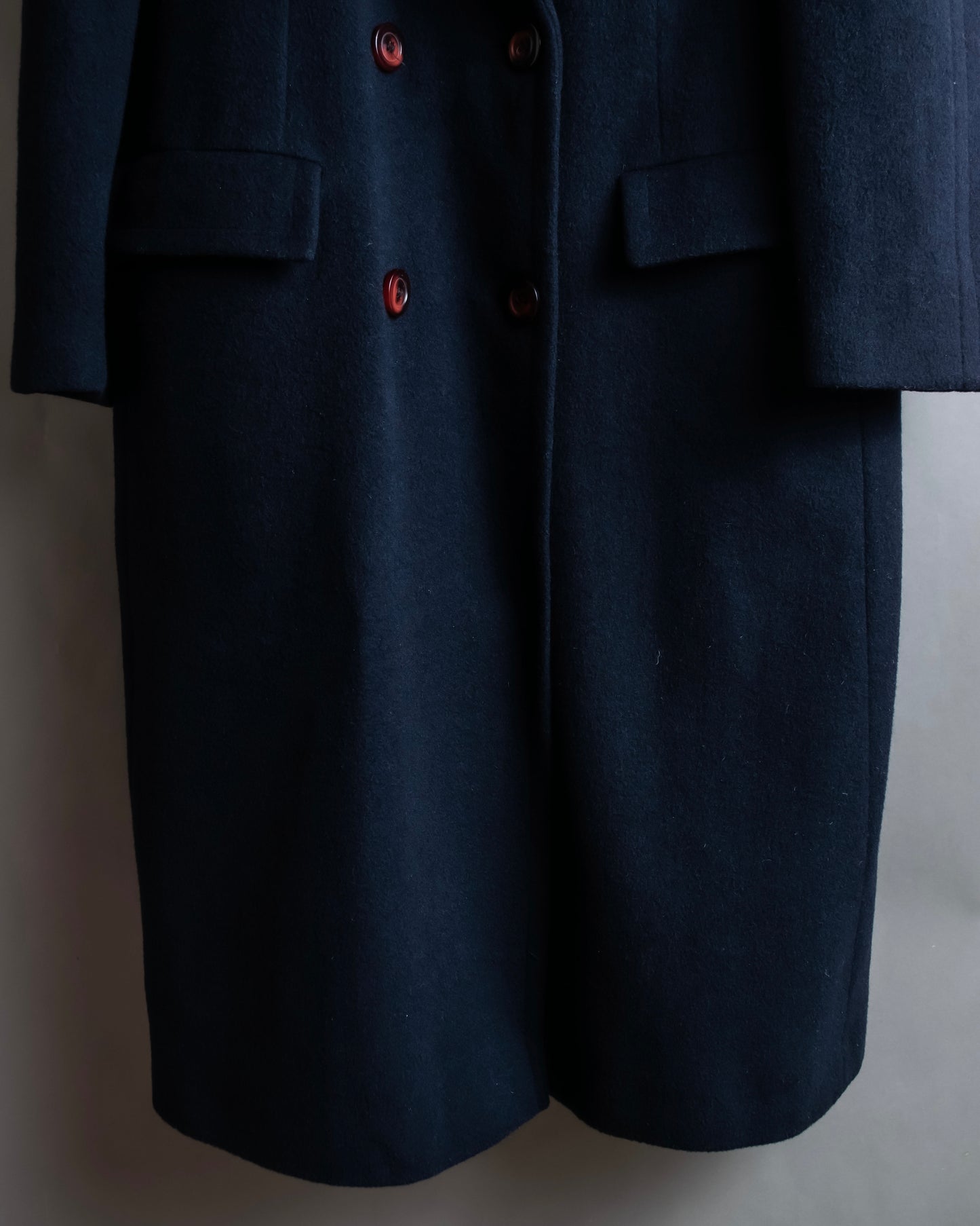 "Vintage double breasted velour trimmed chester coat"