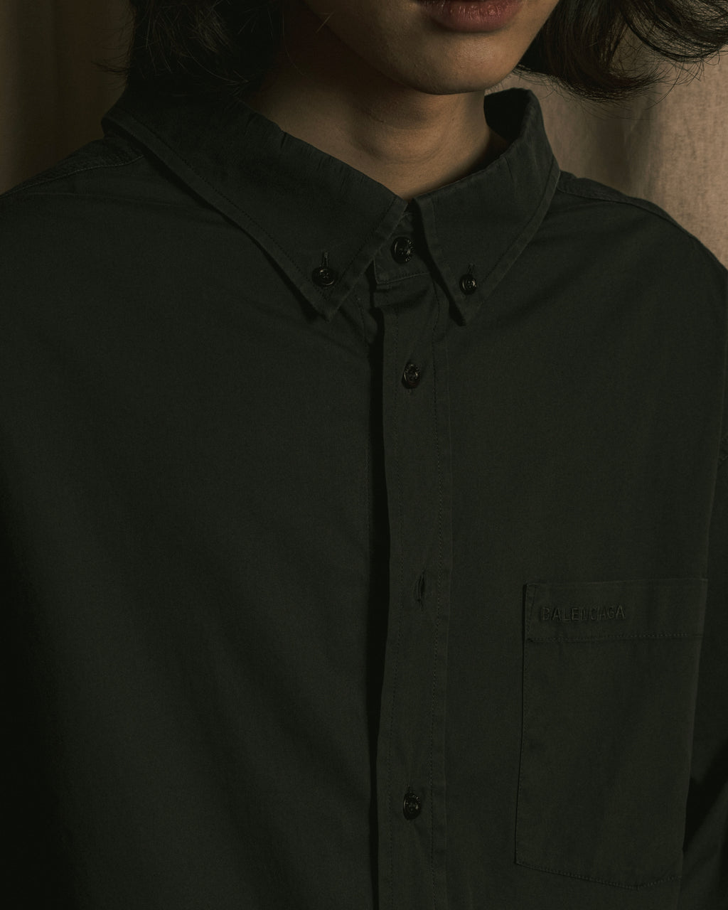 “BALENCIAGA” Button-down collar relaxed shirt
