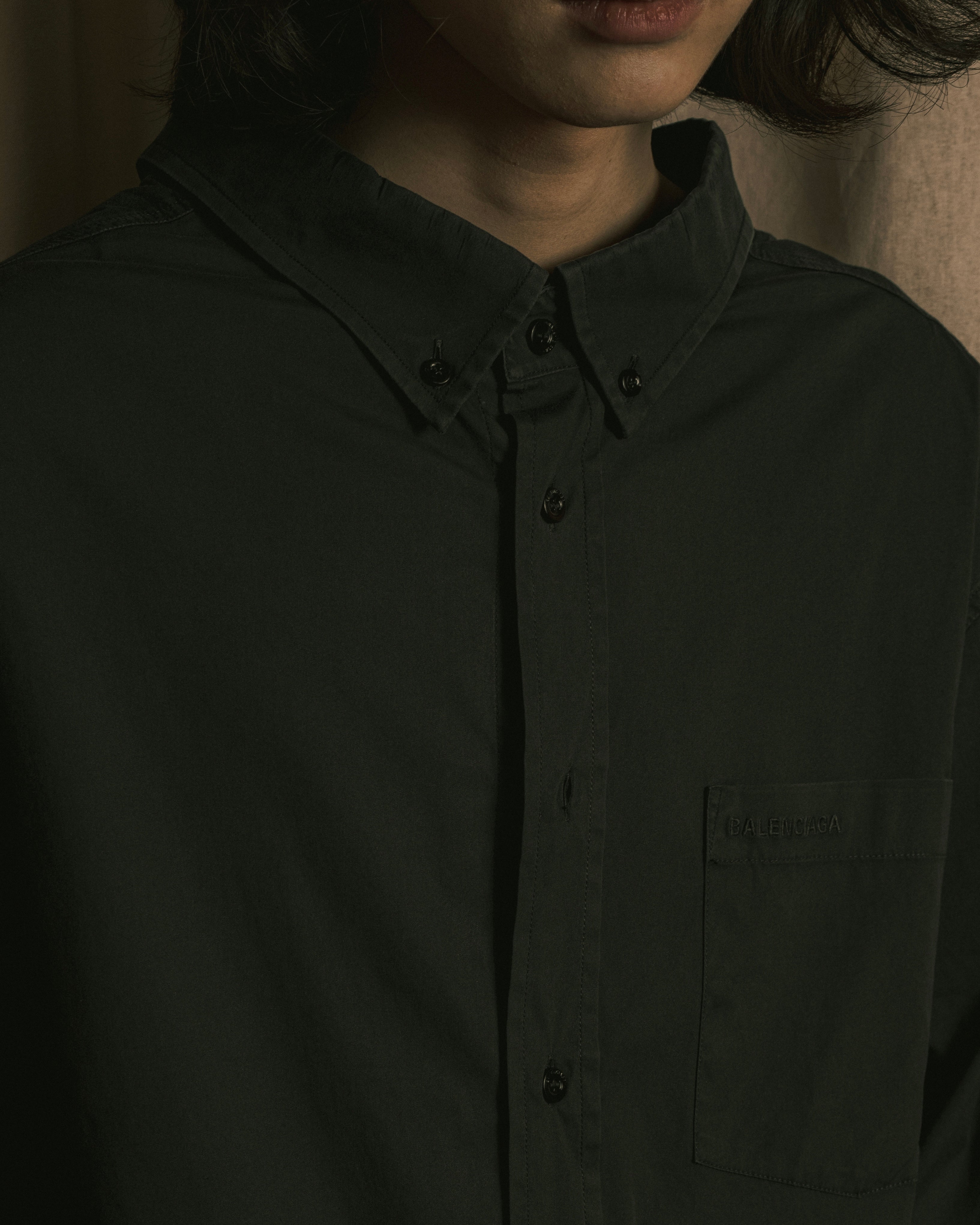 “BALENCIAGA” Button-down collar relaxed shirt
