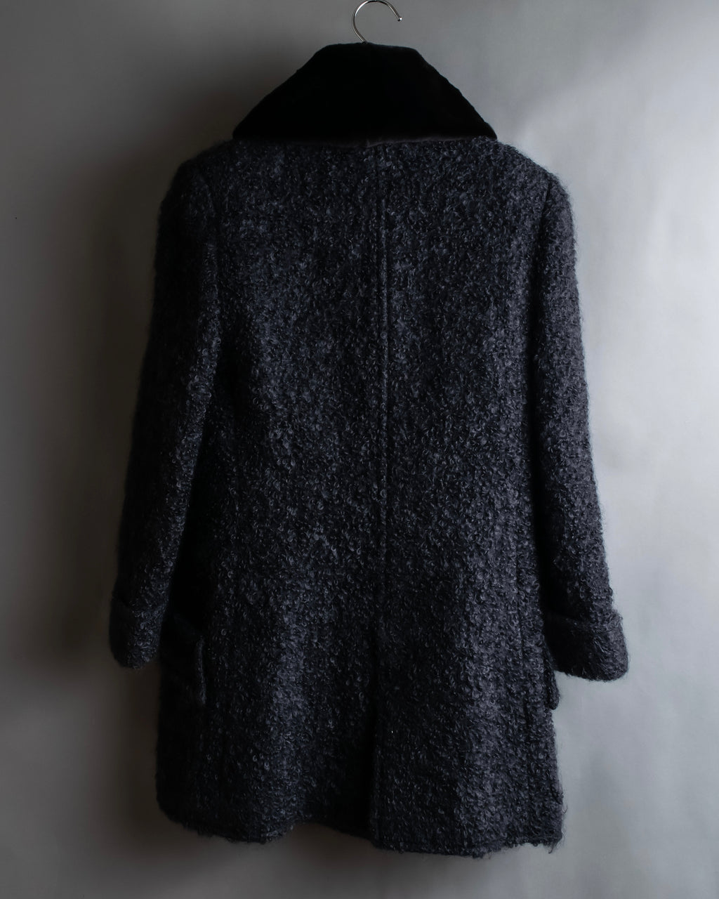 "Valentino Garavani" Fur collar boucle wool mid-length coat