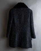 "Valentino Garavani" Fur collar boucle wool mid-length coat