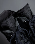"PRADA" Military detail brushed leather lace-up long boots