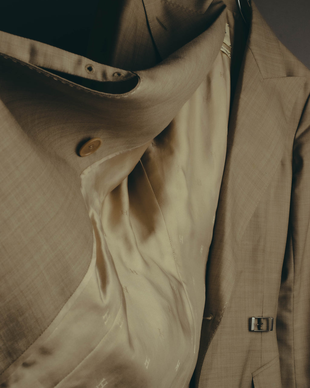 -SPECIAL- "HERMÈS" 90's-00's Wool silk tailored asymmetrical setup suit