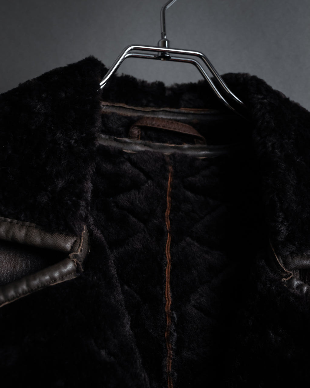 “KENZO” 80’s Folkloric shearling-lined leather long coat
