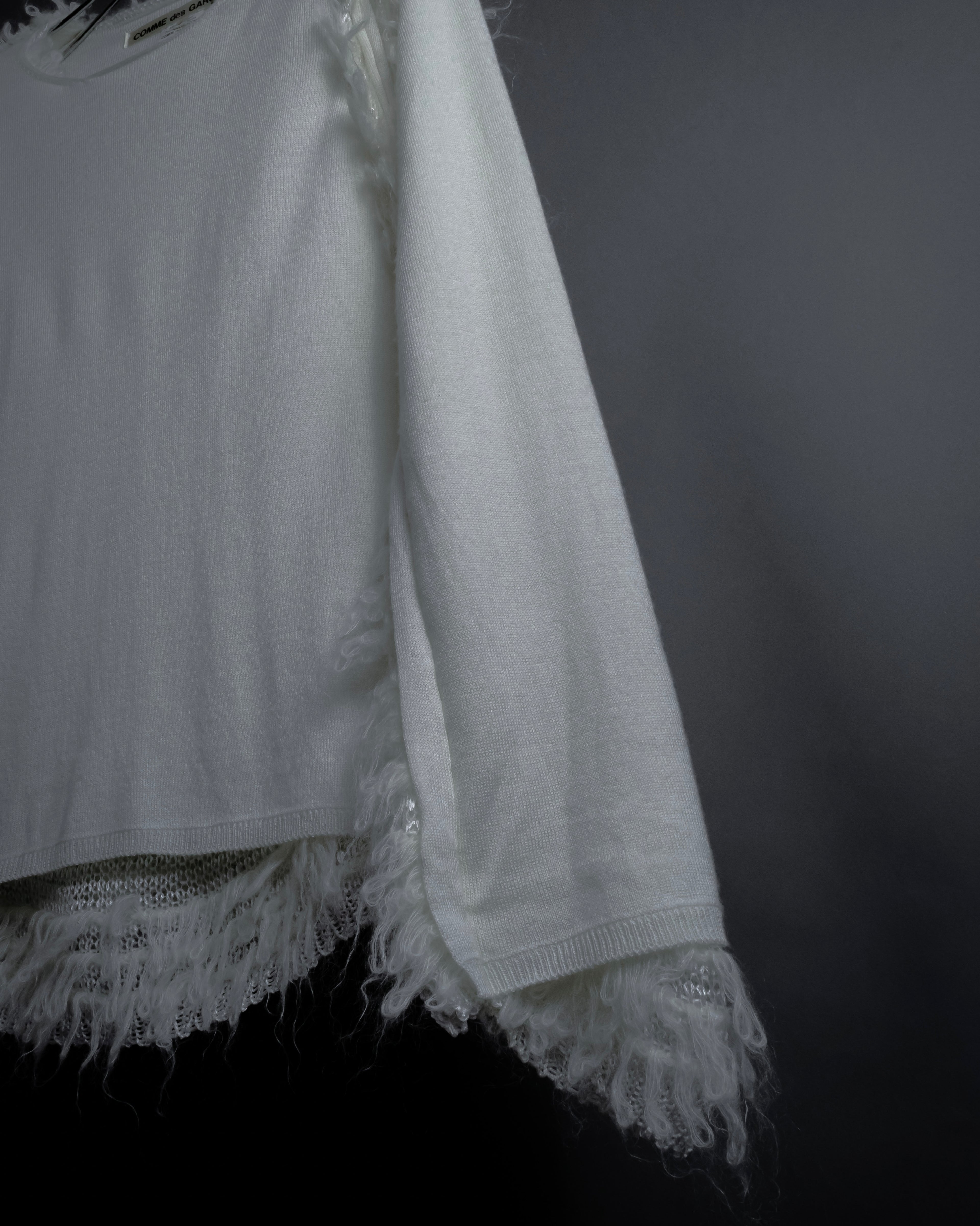 "COMME des GARCONS" 18AW layered mesh design fringe thick knit