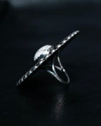 “Enasoluna” Flower motif marble stone silver ring